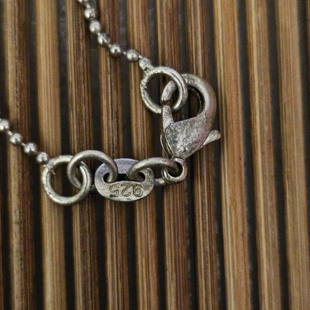Sterling Silver Abalone Silver Necklace (Vintage) - Picture 9 of 12